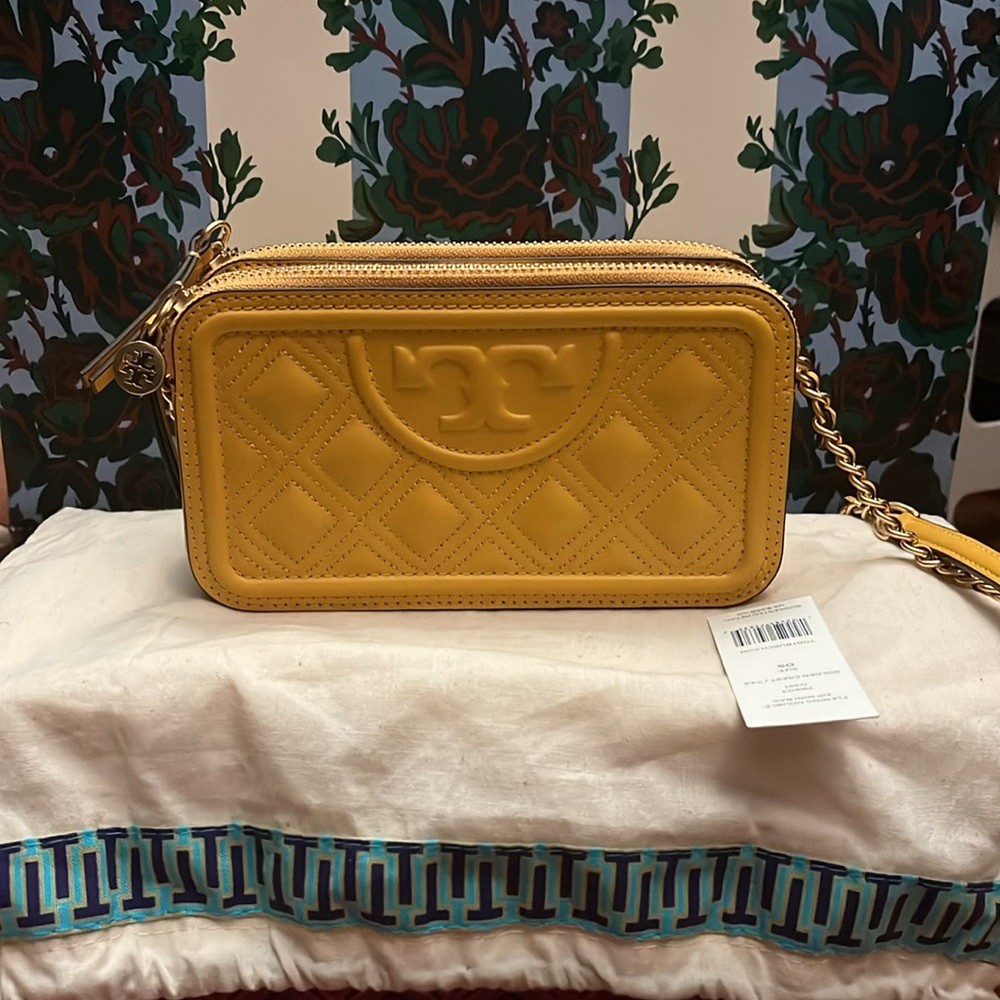 TORY BURCH Fleming Double Zip Mini Yellow